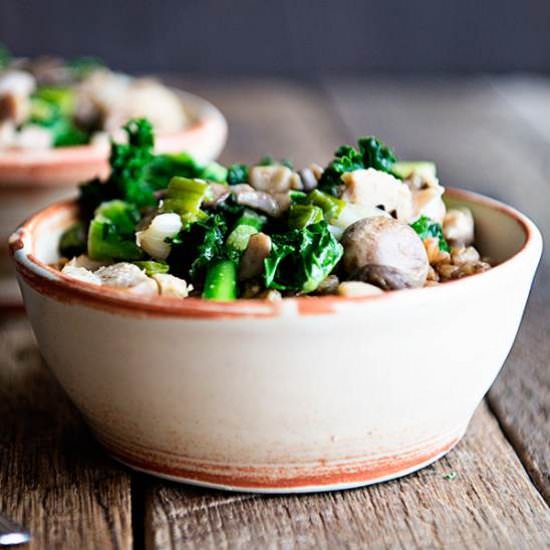 Chicken And Mushrooms Farro Bowl