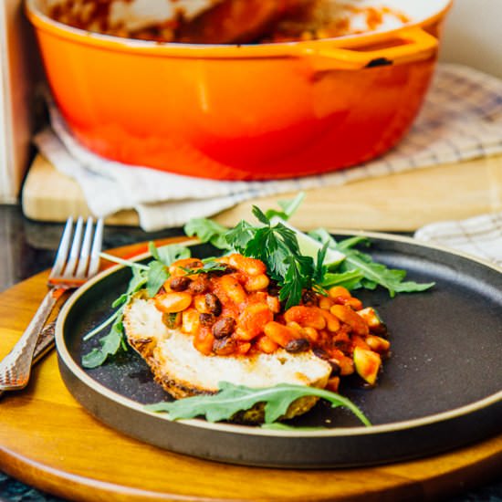 Smoky Port Baked Beans on Sourdough
