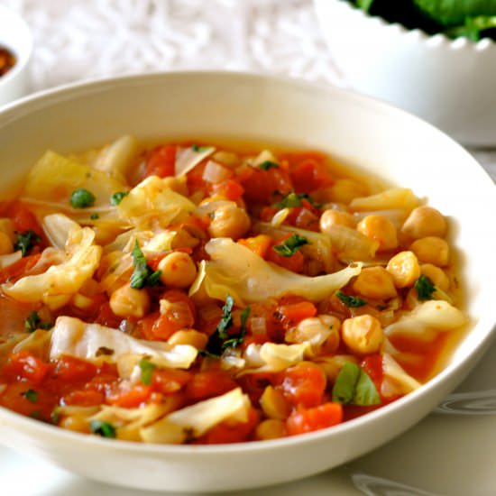 Chickpea Soup with Cabbage