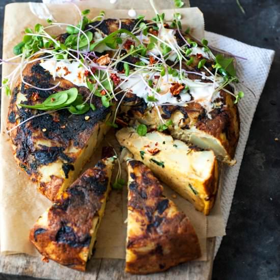 Tortilla de Patatas with Spinach