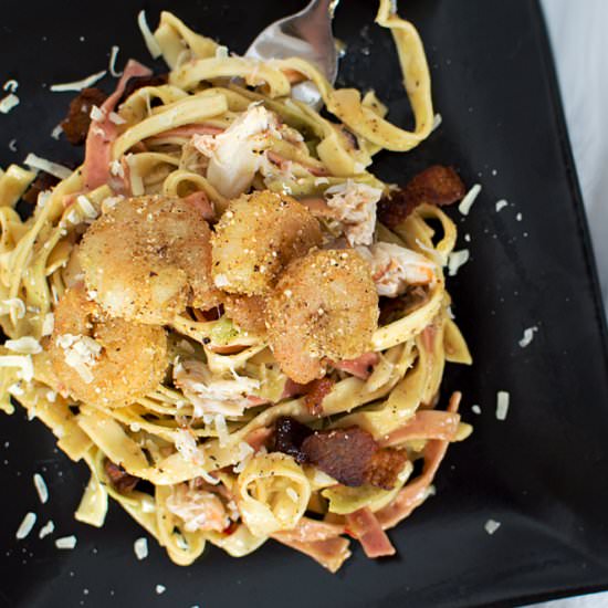 Bacon, Shrimp, and Crab Pasta