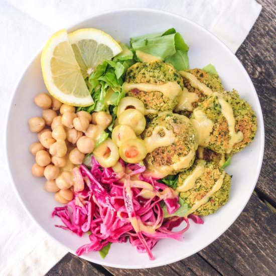 Baked Falafel With Turmeric Tahini