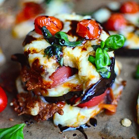 Mini Eggplant Caprese Pizzas