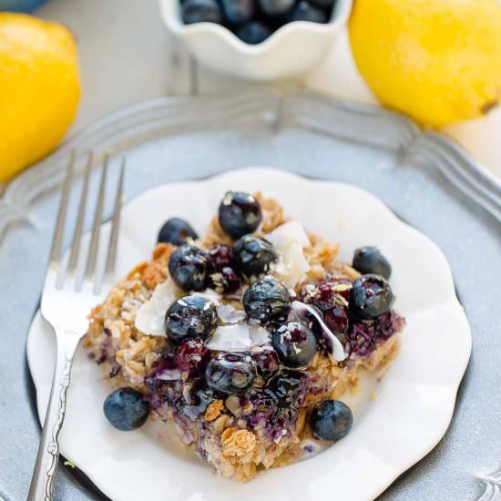 Blueberry Lemon Coconut Baked Oatmeal