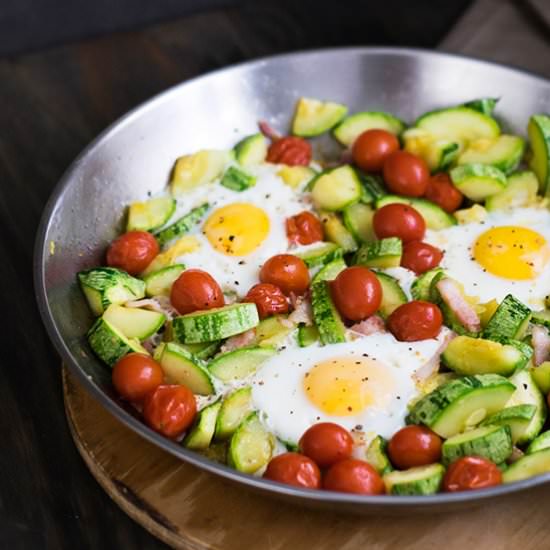 Zucchini, Tomato, Bacon and Eggs