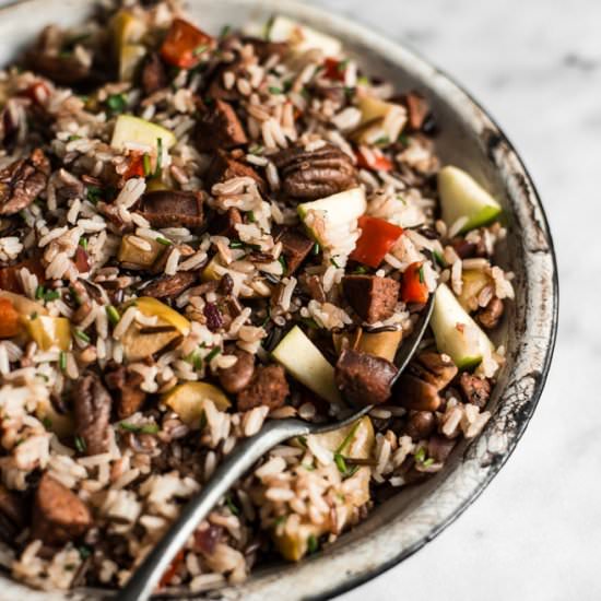 chorizo and apple rice salad