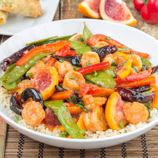 Blood Orange Shrimp Stir Fry