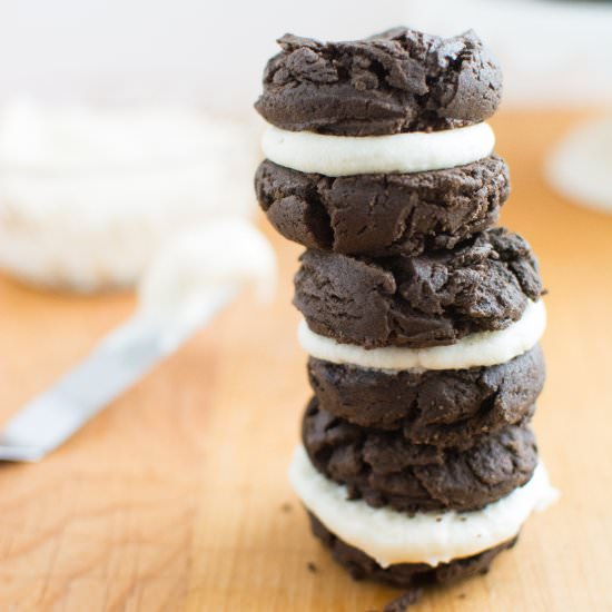PB Brownie Fluff Cookie Sandwiches