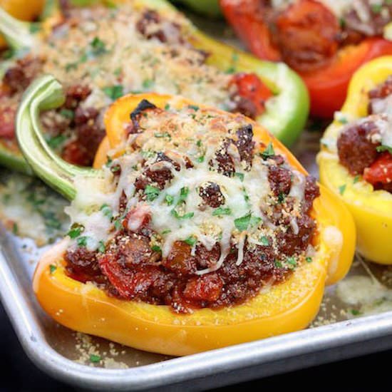 BBQ Burger Stuffed Bell Peppers