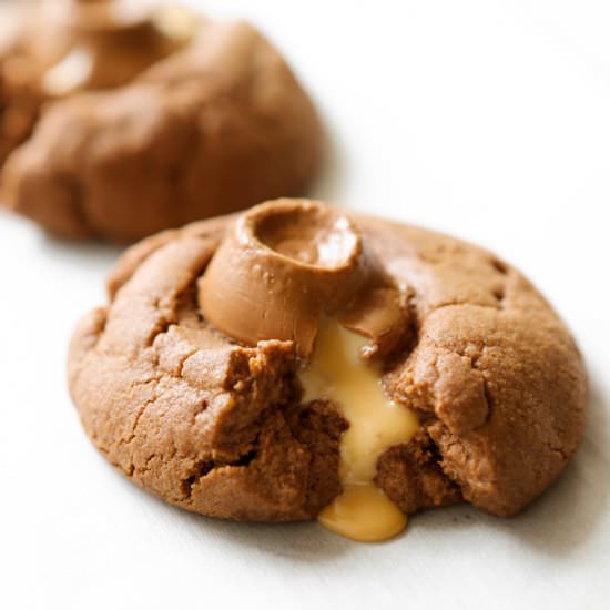 Chocolate Rolo Thumbprint Cookies