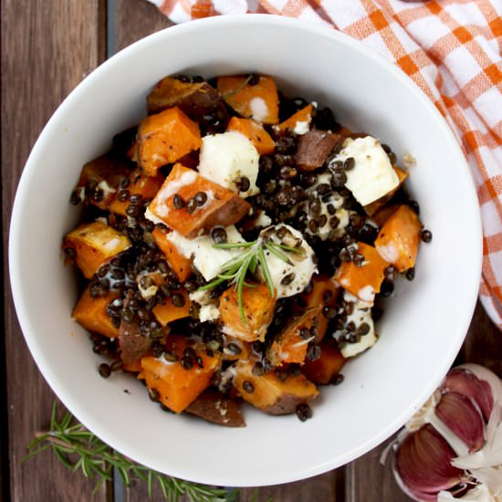 Roasted Sweet Potatoes with Lentils