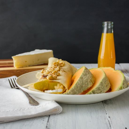 Crunchy Pear and Brie Crepes