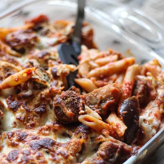 Baked Penne with Eggplant & Sausage