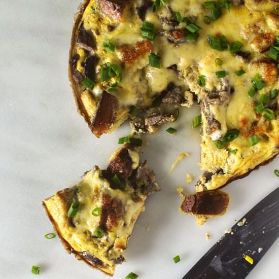 Garlic and Steak Strata