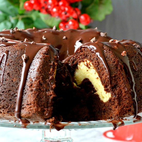Cheesecake Filled Chocolate Cake