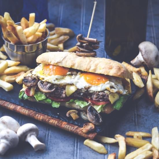Grilled Mushroom & Fried Egg Burger