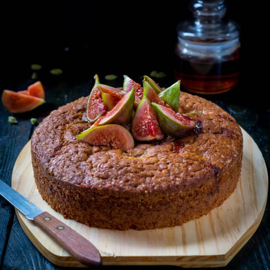 Honey roasted fig cardamom cake