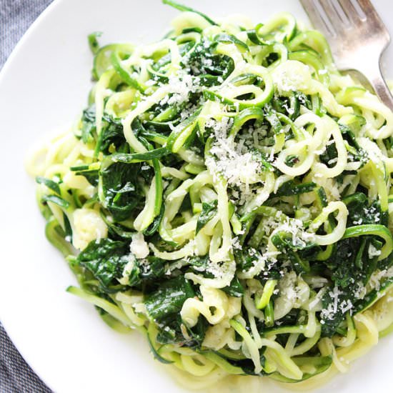 Spinach Parmesan Zucchini Noodles