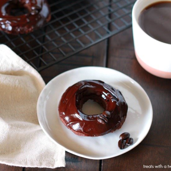 Ganache Glazed Mocha Donuts