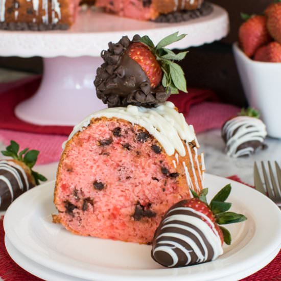 Strawberry Choc Chip Bundt Cake
