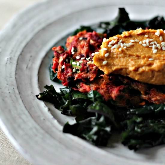 Root Veg Fritters with Smoky Tahini
