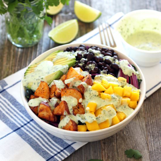 Mango Sriracha Potato Veggie Bowls