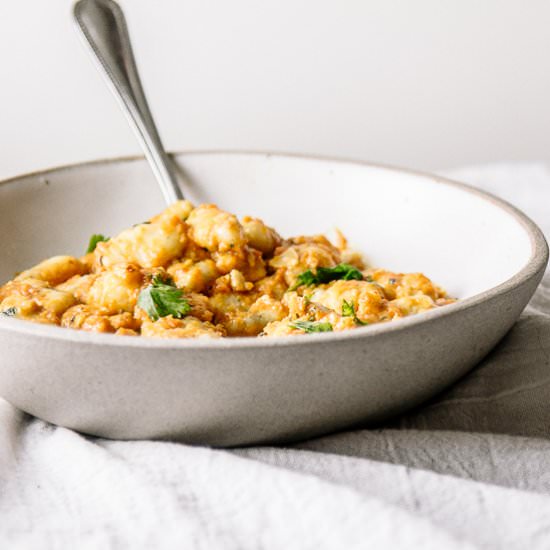 Parsnip Gnocchi with Carrot Romesco
