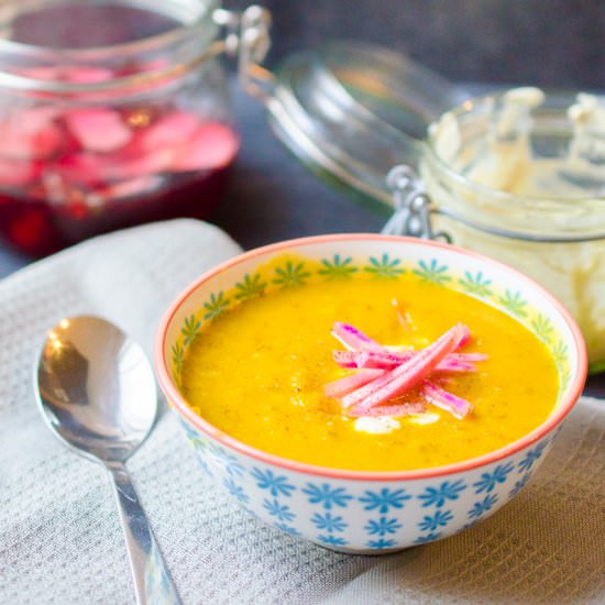 Roasted Squash Soup w/ Pickled Beets