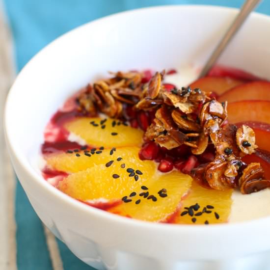 Yogurt with Oranges, Plums, and Almonds