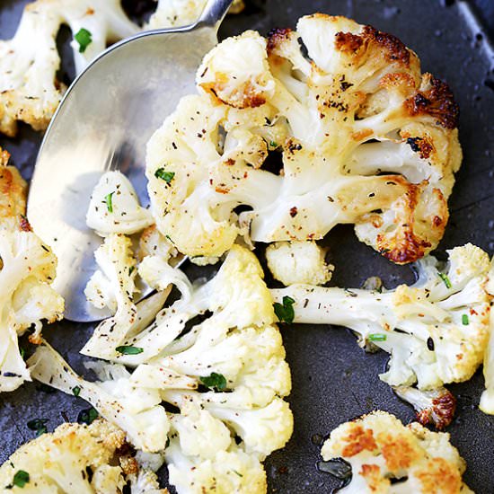 Lemon Paprika Roasted Cauliflower