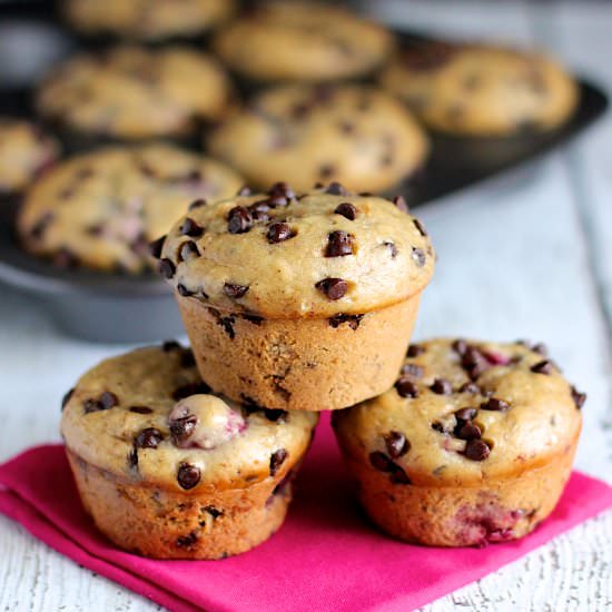 Skinny Raspberry Choc Chip Muffins