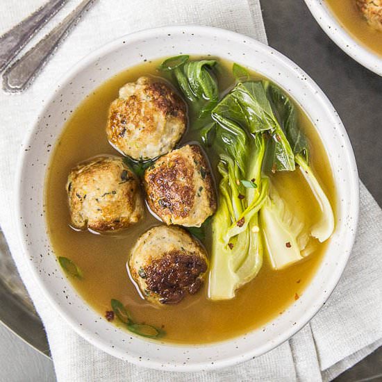 Ginger Chicken Meatball Miso Soup