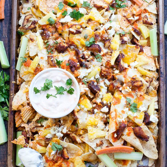 Hawaiian Buffalo Chicken Nachos