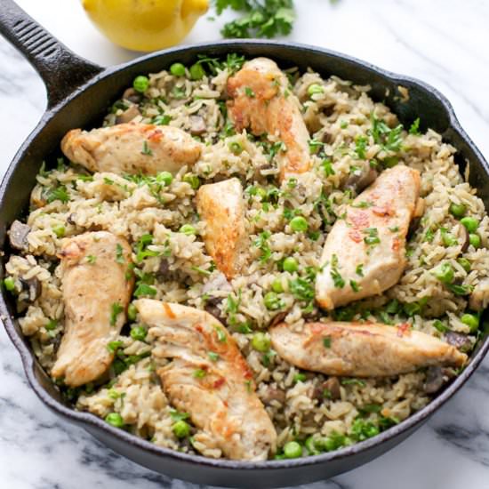 ONE PAN CHICKEN AND BROWN RICE