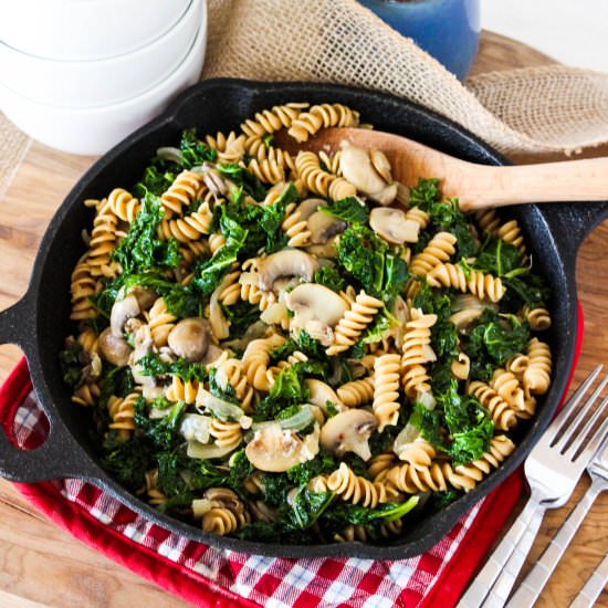 Kale and Mushroom Skillet Pasta