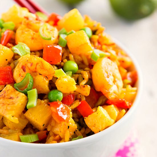 30 Min Pineapple Shrimp Fried Rice