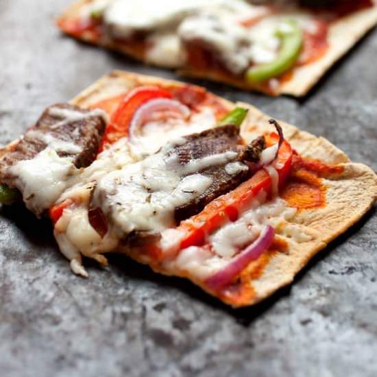 Easy Cheesesteak Flatbreads