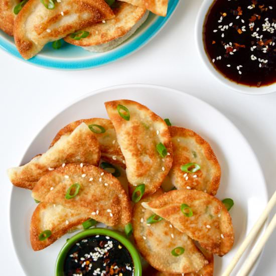 Easy Chicken Potstickers & Soy Dip
