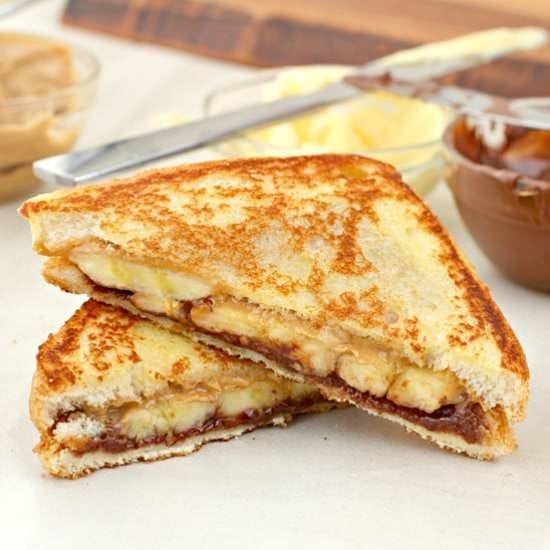 Grilled PB and Banana with Nutella