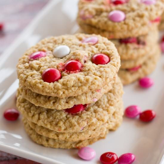 Valentine M&M Oatmeal Cookies