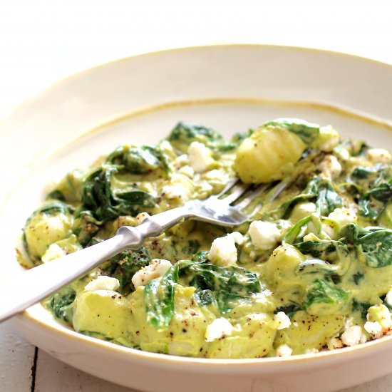 Gnocchi with Spinach, Avocado and Goat Cheese