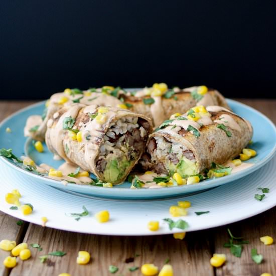 Grilled Burritos w/Salsa Crema