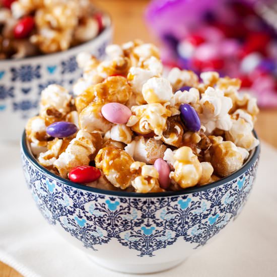 Caramel and m&m’s Popcorn