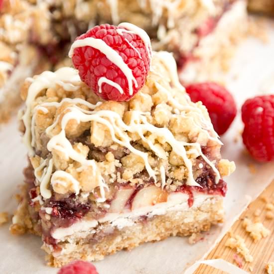 Raspberry Almond White Oat Bars