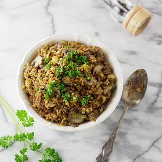 Farro Mushroom and Leek Risotto