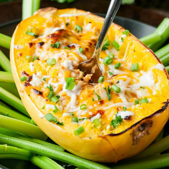 Buffalo Chicken Spaghetti Squash