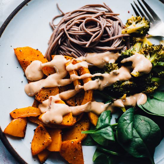 Buckwheat Soba with Tahini Sauce