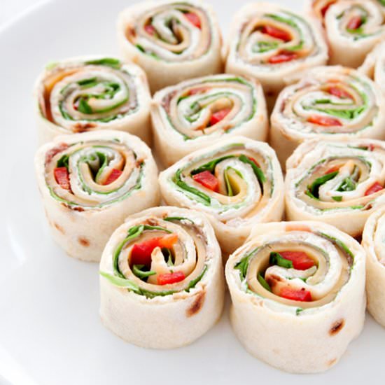 Mini wraps with ham and cheese