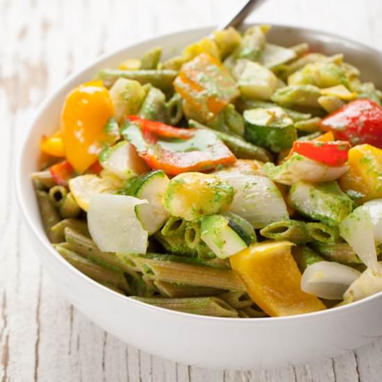 Pasta & Vegetables with Kale Sauce