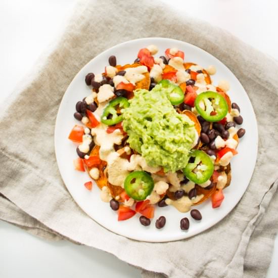 Vegan Loaded Sweet Potato Nachos